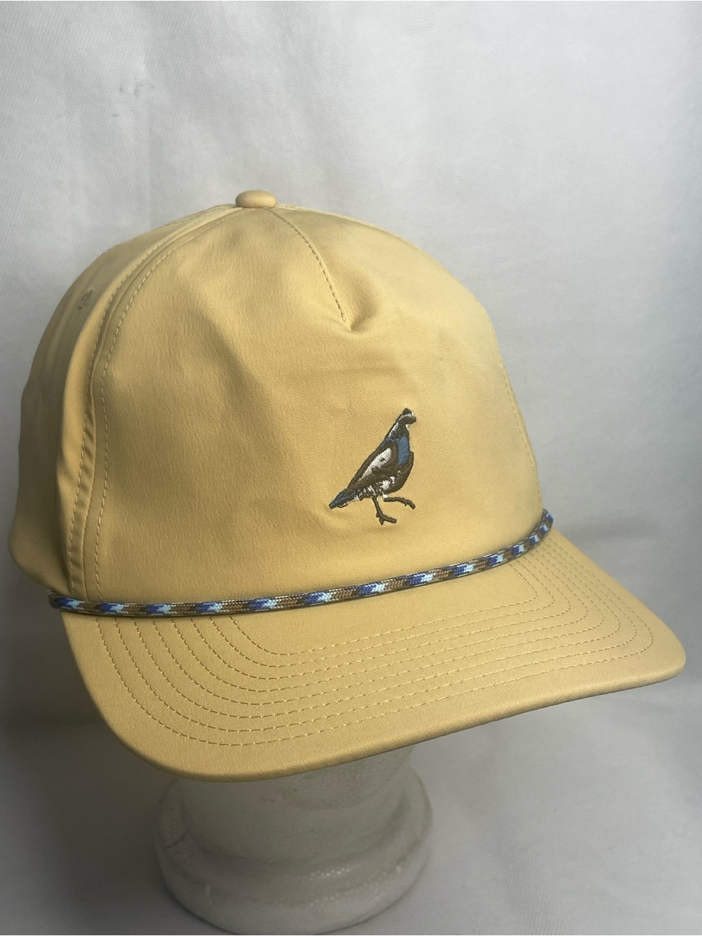 Poncho Outdoors Hat Adjustable SnapBack Tan Rope Embroidered Quail Trucker Cap